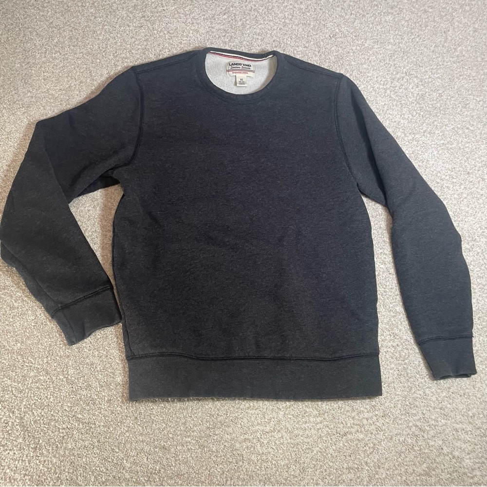 Lands’ End Men's Long Sleeve Crewneck Sweatshirt Charcoal Grey XS 30/32